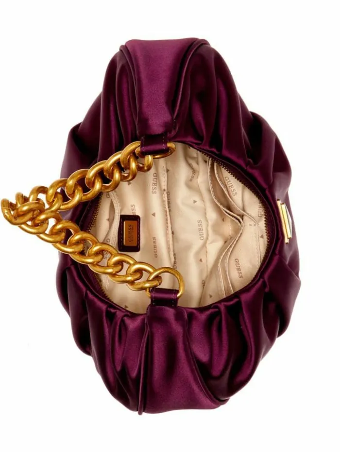 Women GUESS Handbags Tori Satin Shoulder Bag Amethyst