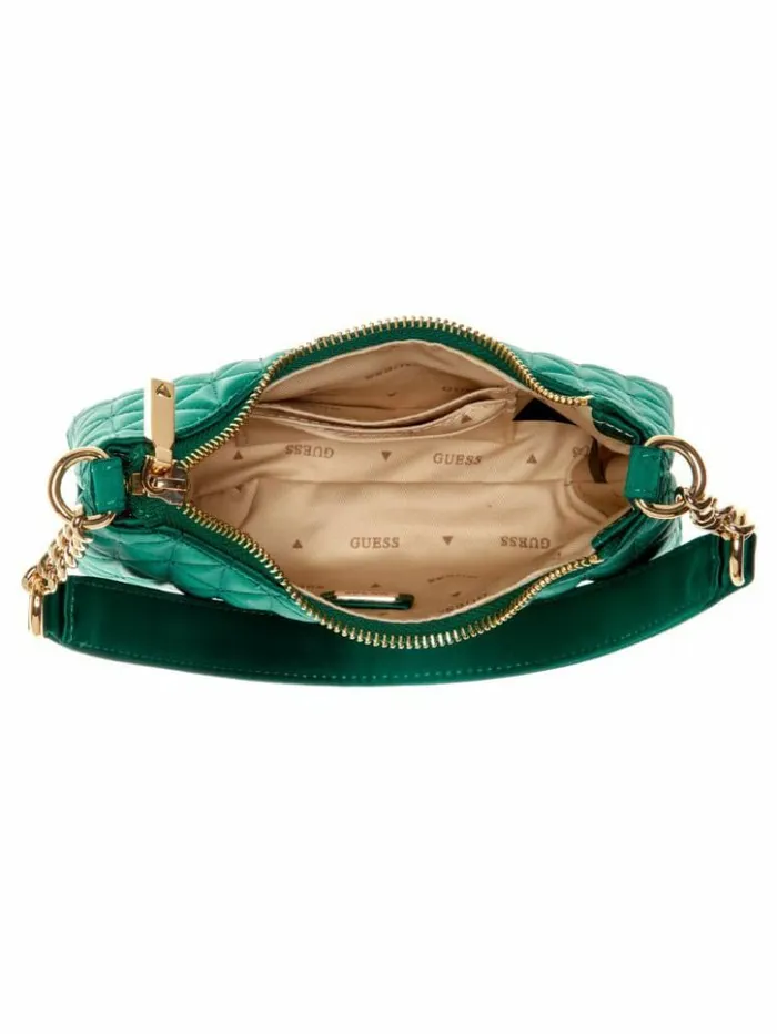 Women GUESS Handbags Velina Quilted Satin Mini Shoulder Bag Bleuemerson Wash Women GUESS Handbags Velina Quilted Satin Mini Shoulder Bag Bleuemerson Wash