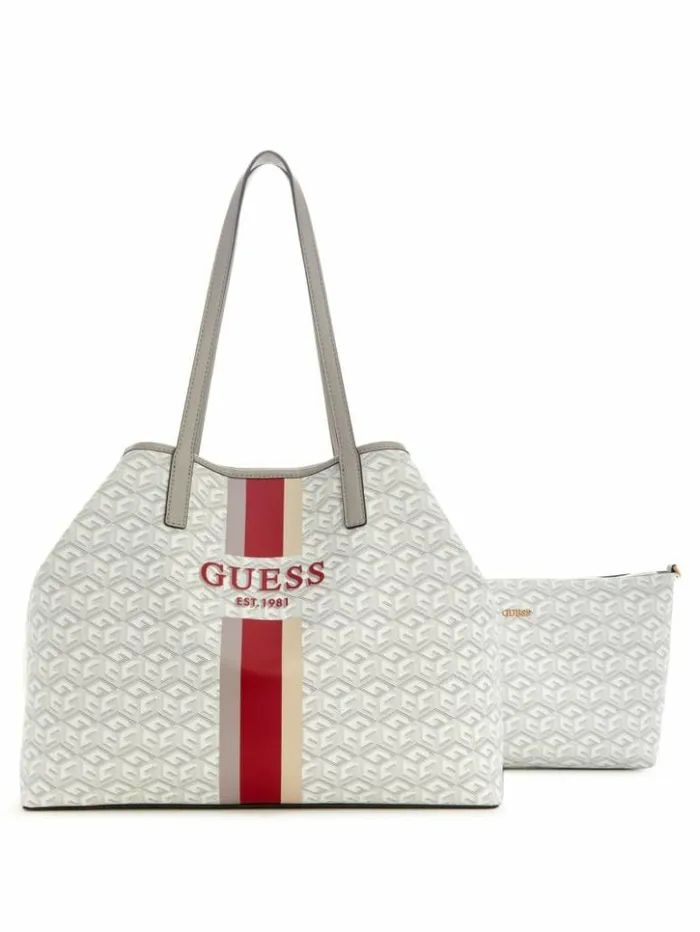 Women GUESS Handbags Vikky Large Tote Steel