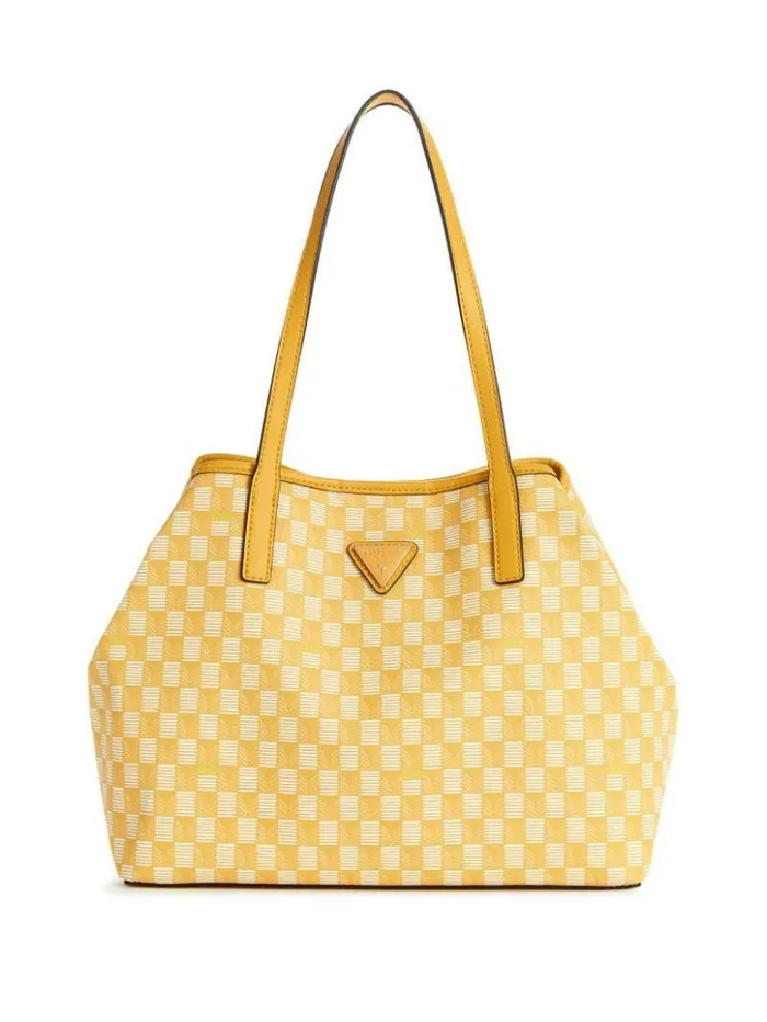 Women GUESS Handbags Vikky Tote Set Yellow Logo