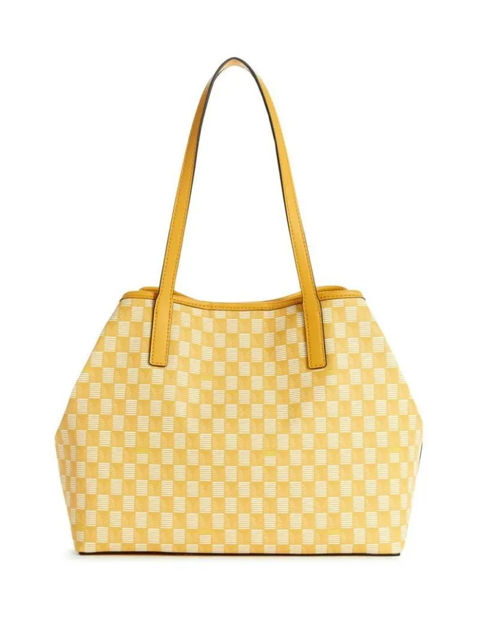 Women GUESS Handbags Vikky Tote Set Yellow Logo