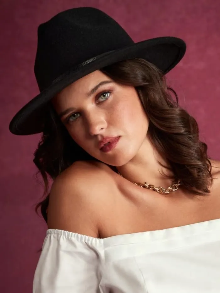 Women GUESS Hats and Scarves Amera Fedora Hat Black