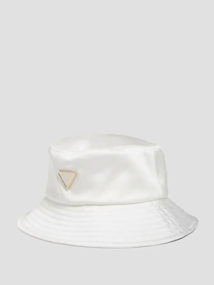 Women GUESS Hats and Scarves Satin Bucket Hat White Multi
