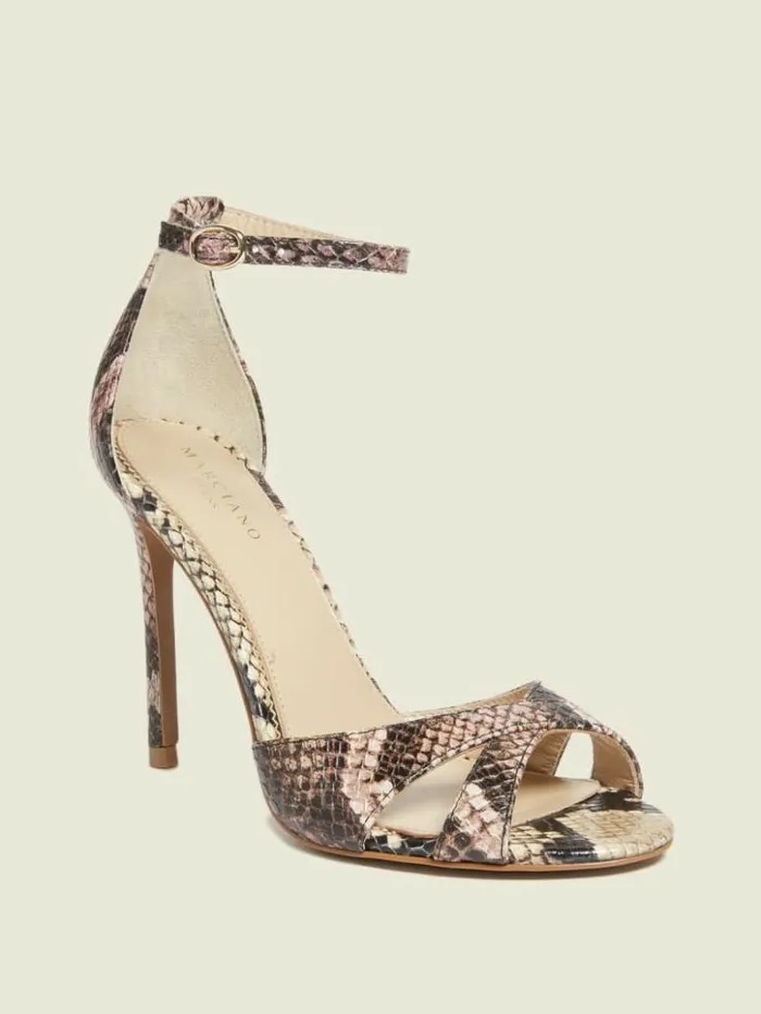 Women GUESS Heels Abiele Leather Stiletto Sandal Light Pink 680