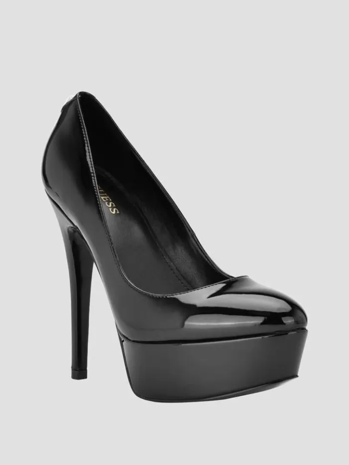 Women GUESS Heels Cador Leather Stiletto Heels Black 002