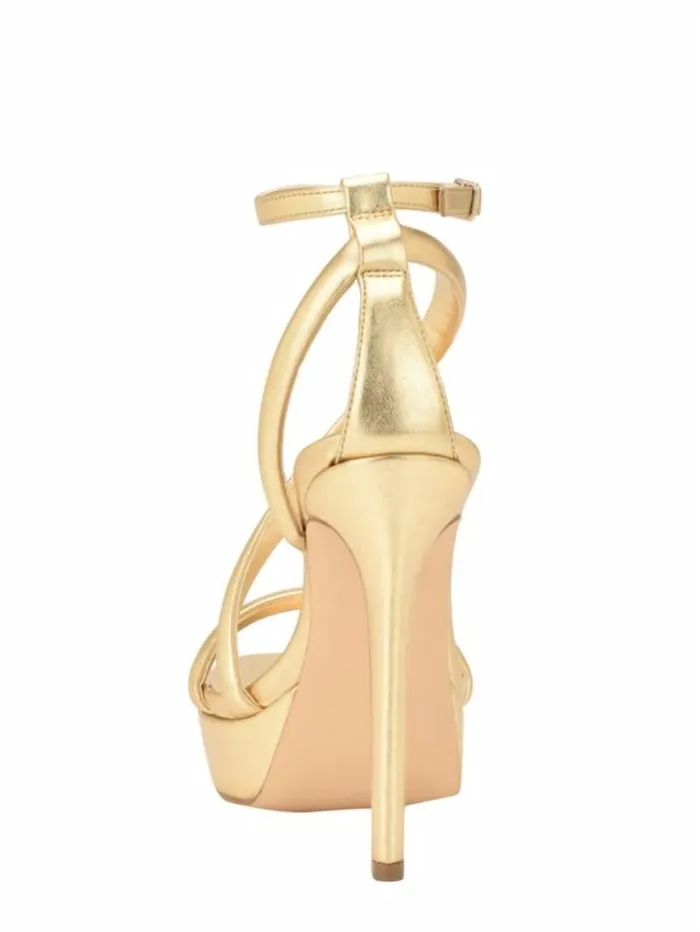 Women GUESS Heels Casilda Strappy Stiletto Heels Gold