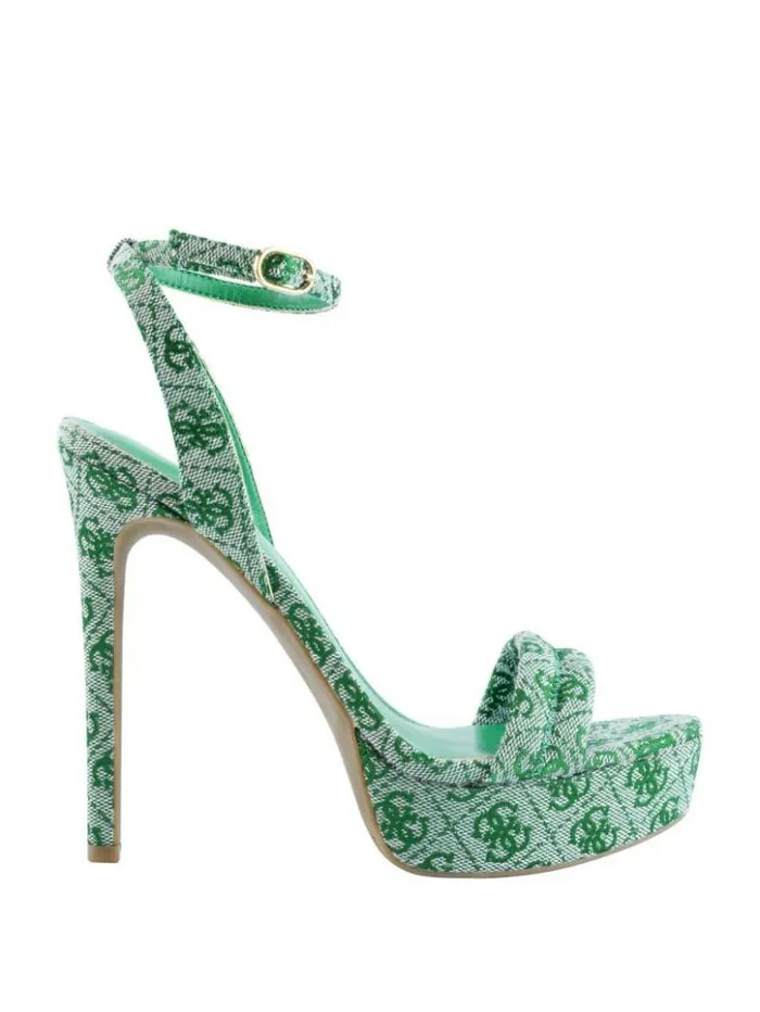 Women GUESS Heels Clives Logo Ankle Strap Heels Medium Green 310