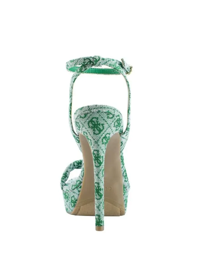 Women GUESS Heels Clives Logo Ankle Strap Heels Medium Green 310