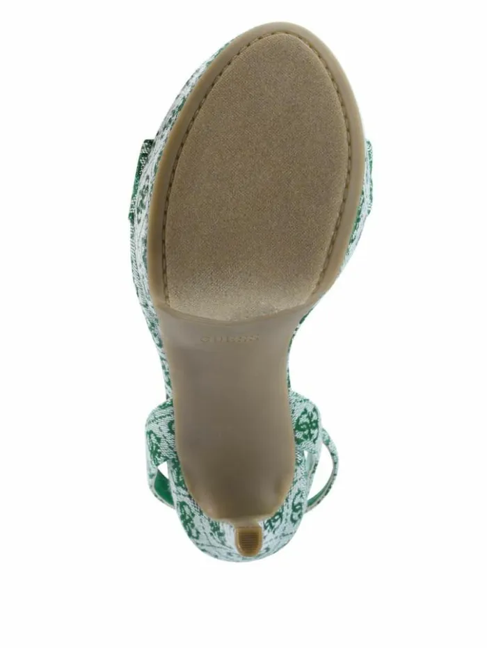 Women GUESS Heels Clives Logo Ankle Strap Heels Medium Green 310