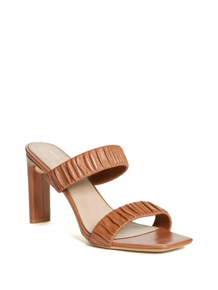 Women GUESS Heels Elena Ruched Sandal Sugar Almond