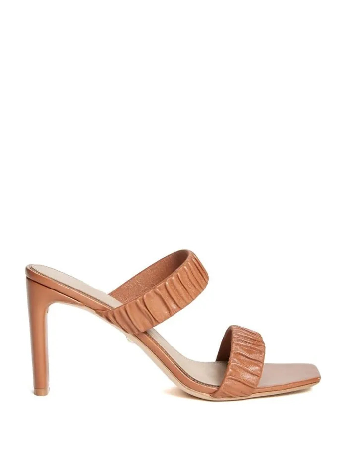 Women GUESS Heels Elena Ruched Sandal Sugar Almond