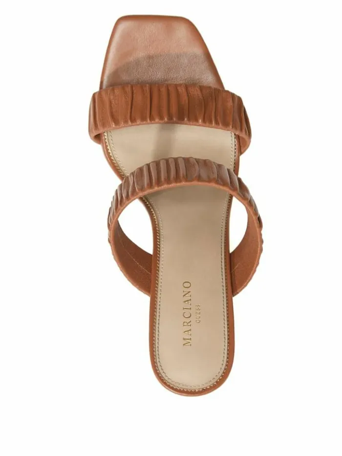 Women GUESS Heels Elena Ruched Sandal Sugar Almond