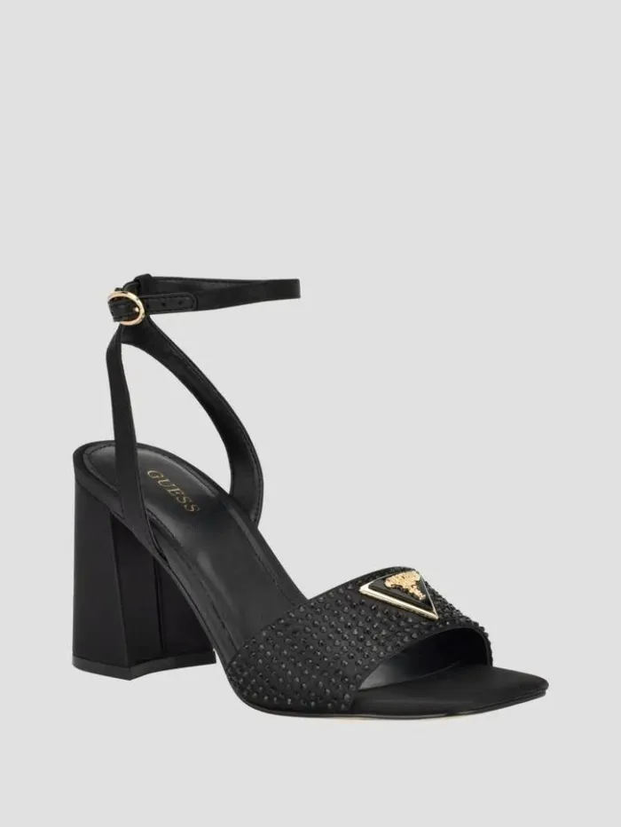 Women GUESS Heels Gelya Triangle Blocked Heels Black 001