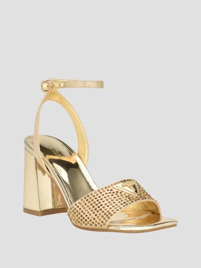 Women GUESS Heels Gelya Triangle Blocked Heels Gold