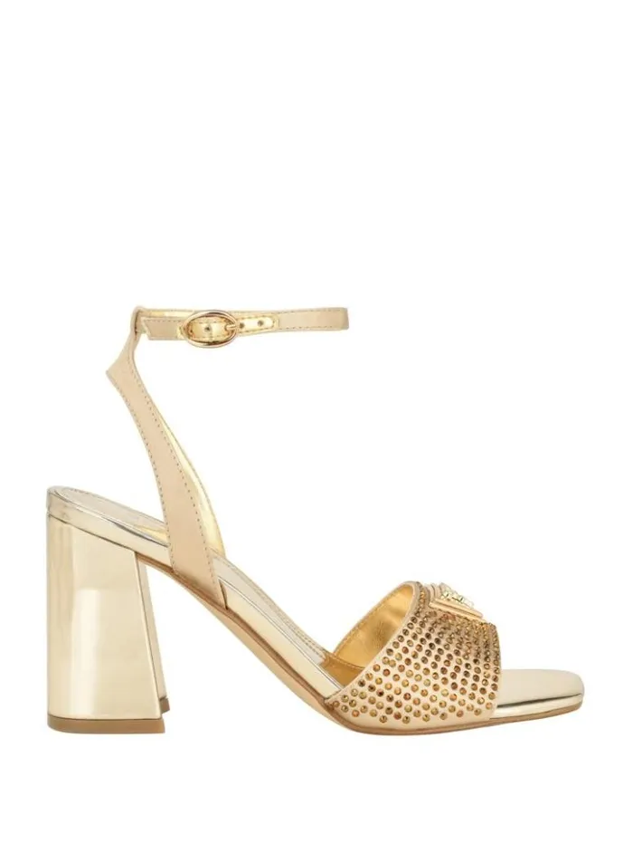 Women GUESS Heels Gelya Triangle Blocked Heels Gold