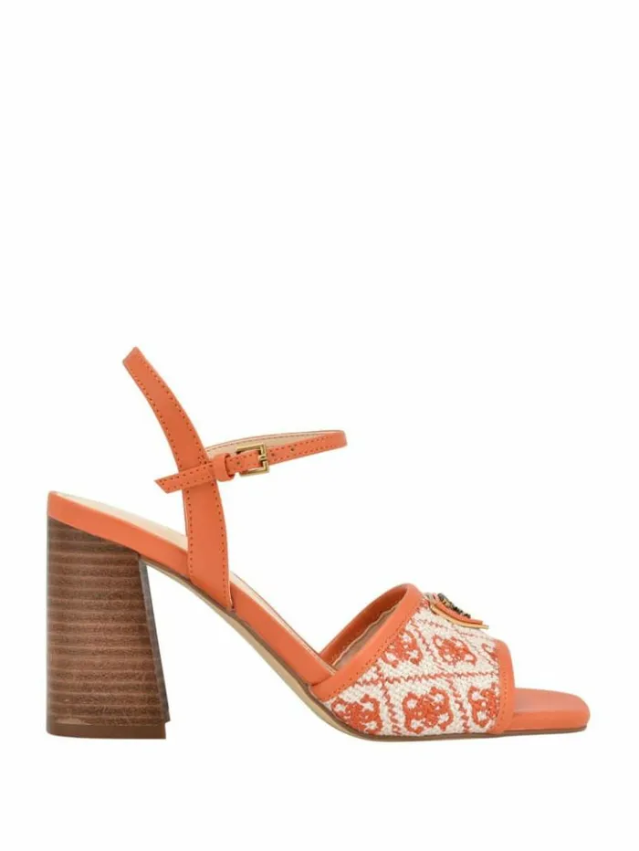 Women GUESS Heels Glaven OpenToe Block Heels Orange