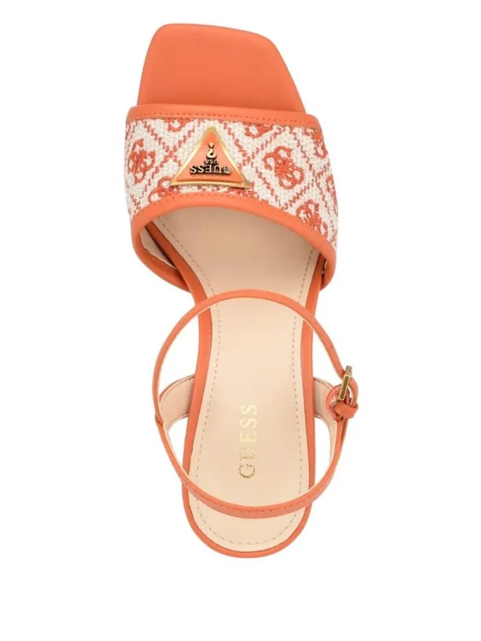 Women GUESS Heels Glaven OpenToe Block Heels Orange