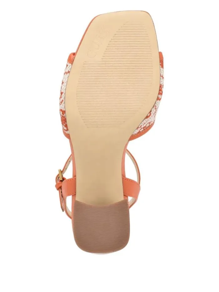 Women GUESS Heels Glaven OpenToe Block Heels Orange