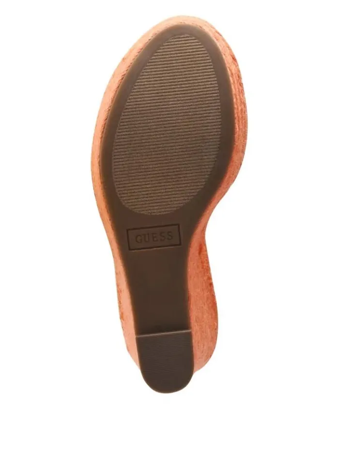 Women GUESS Heels Halona Tie Espadrille Wedges Orange