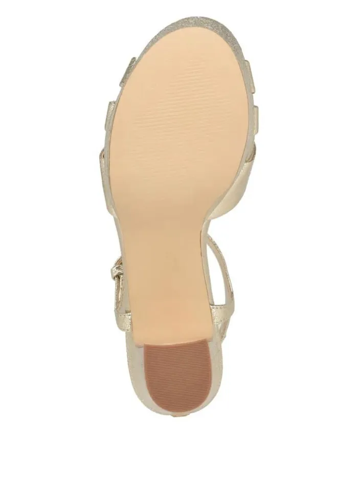 Women GUESS Heels Haylo Crisscross Platform Block Heels Gold
