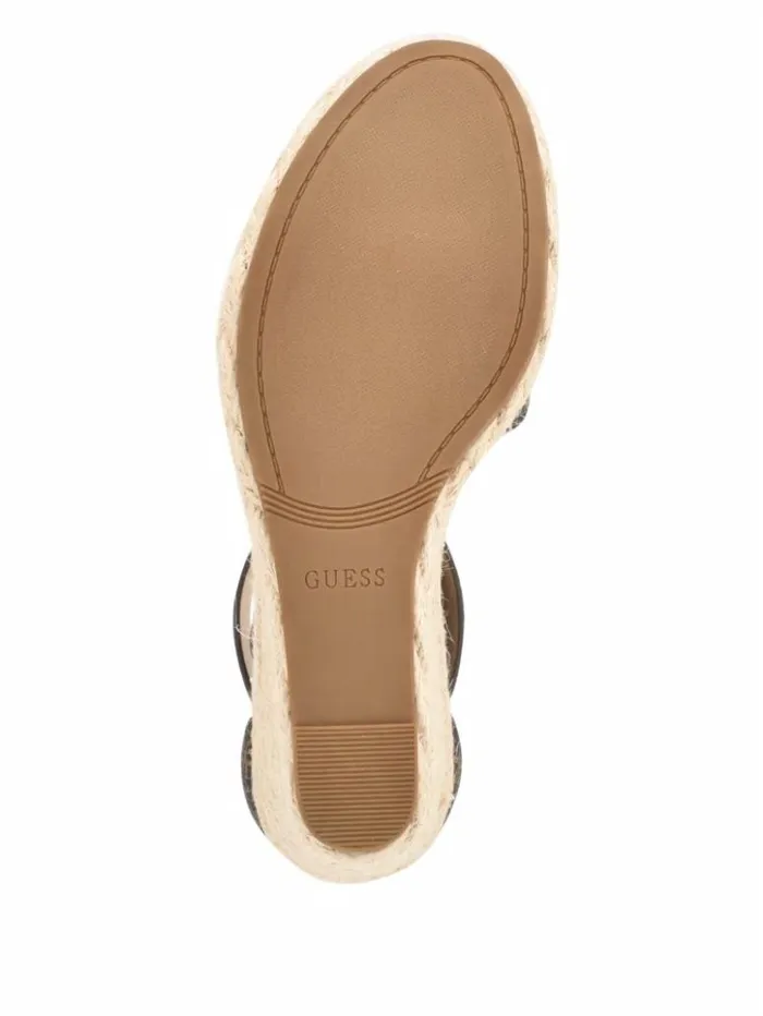 Women GUESS Heels Hidy Logo Espadrille Wedges Medium Brown