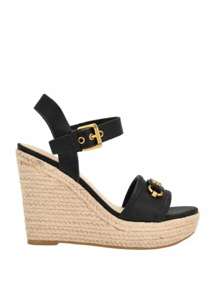 Women GUESS Heels Hisley Wedge Sandals Black 002