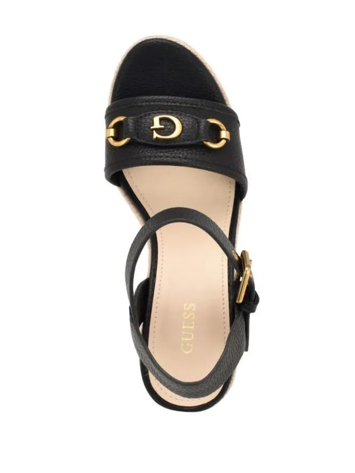Women GUESS Heels Hisley Wedge Sandals Black 002