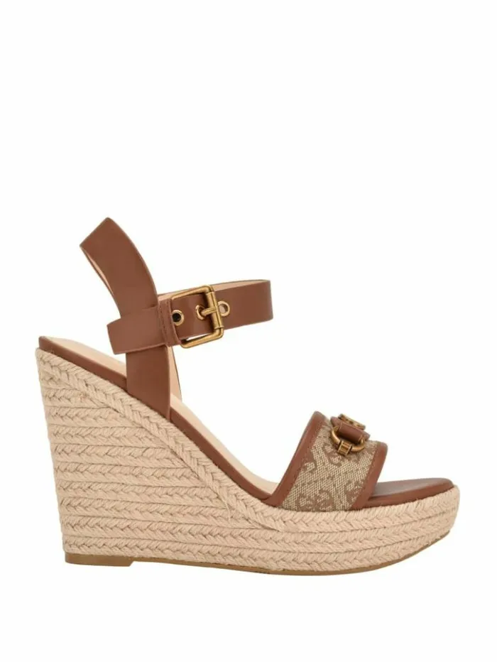 Women GUESS Heels Hisley Wedge Sandals Medium Brown