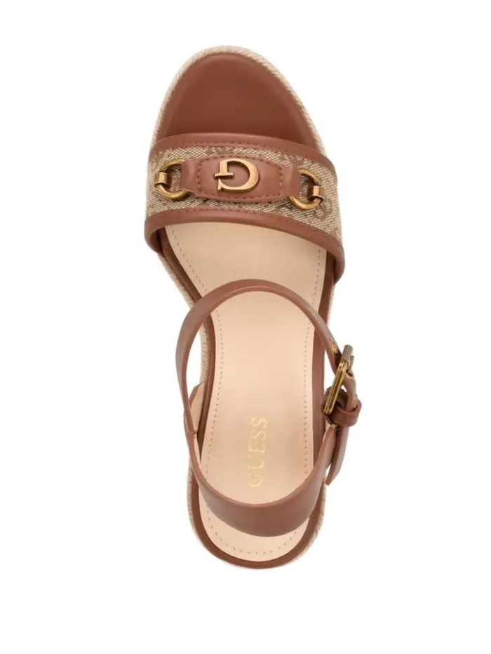 Women GUESS Heels Hisley Wedge Sandals Medium Brown