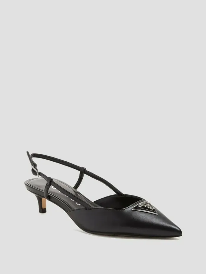 Women GUESS Heels Jesson Triangle Kitten Heels Black 001