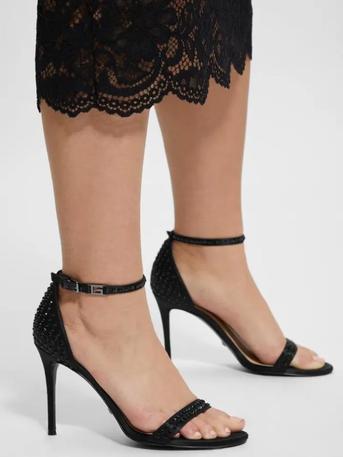 Women GUESS Heels Kabaile Rhinestone Heels Black 001