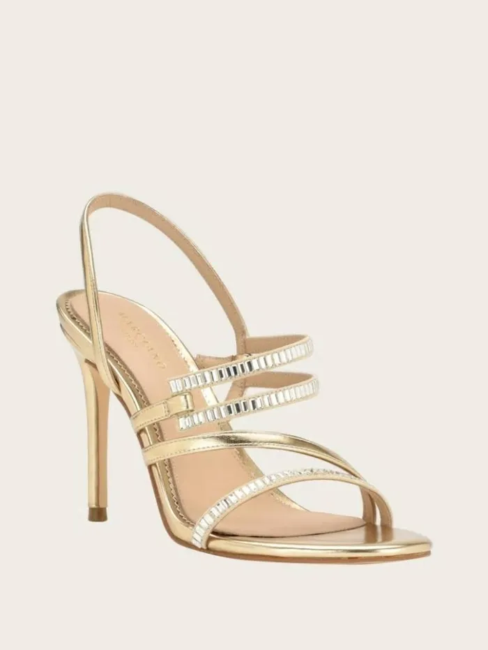 Women GUESS Heels Kaden Crystal Strappy Heel Gld1 Gold