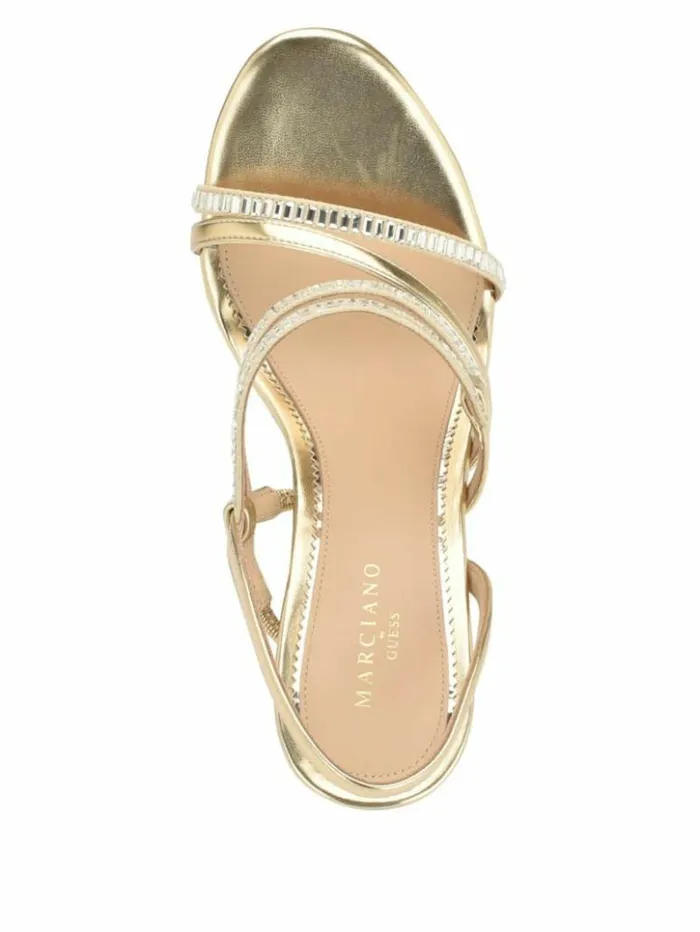 Women GUESS Heels Kaden Crystal Strappy Heel Gld1 Gold