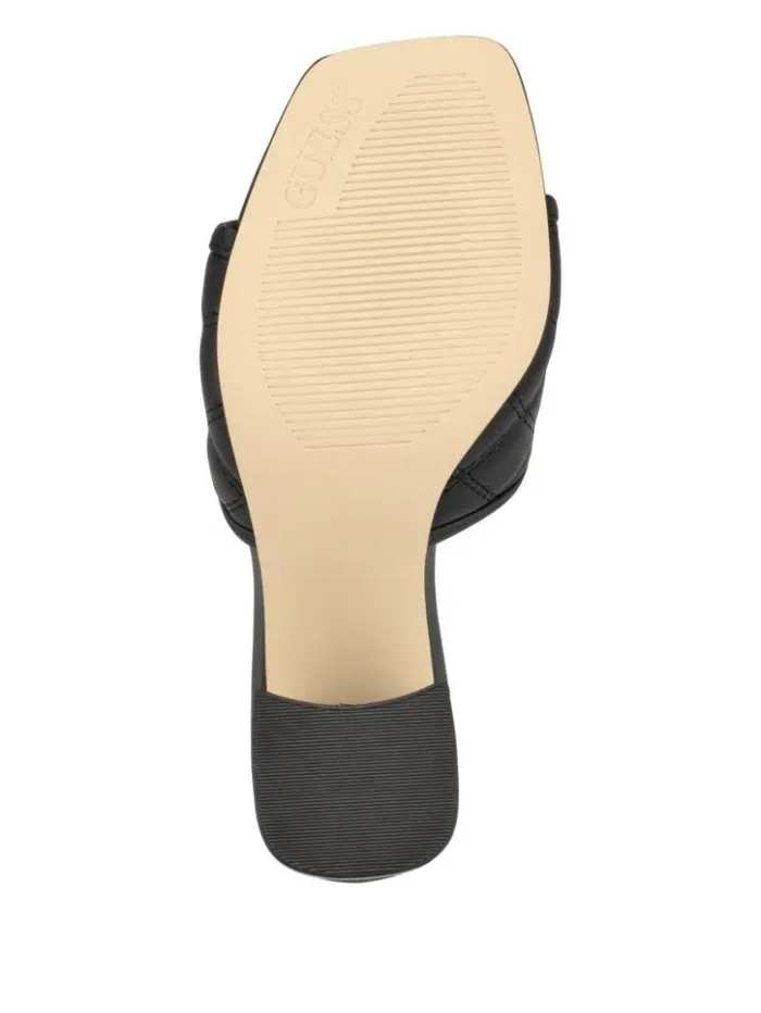 Women GUESS Heels Quilted Block Metallic Heels Black 001