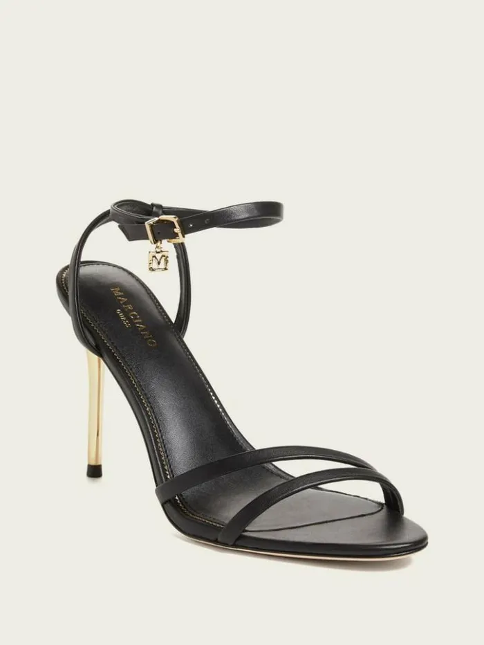 Women GUESS Heels Rich Leather Sandal Black