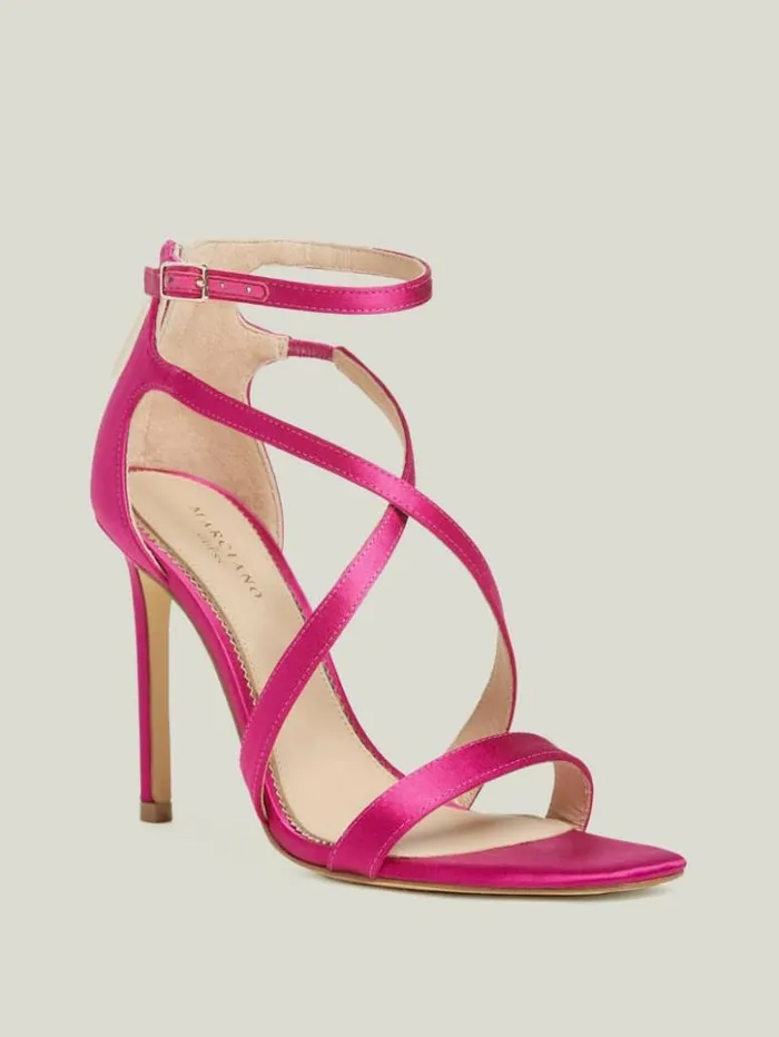 Women GUESS Heels Satin Strappy Heel Dark Pink