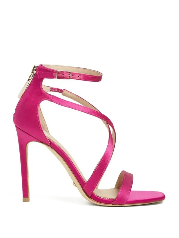 Women GUESS Heels Satin Strappy Heel Dark Pink