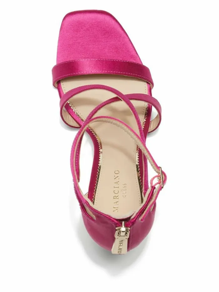 Women GUESS Heels Satin Strappy Heel Dark Pink