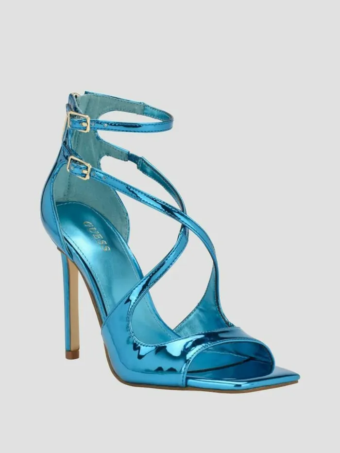 Women GUESS Heels Sella Strappy Stiletto Heels Medium Green