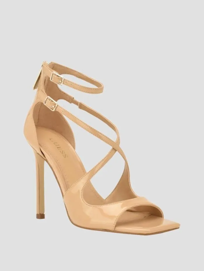 Women GUESS Heels Sella Strappy Stiletto Heels Medium Natural 101