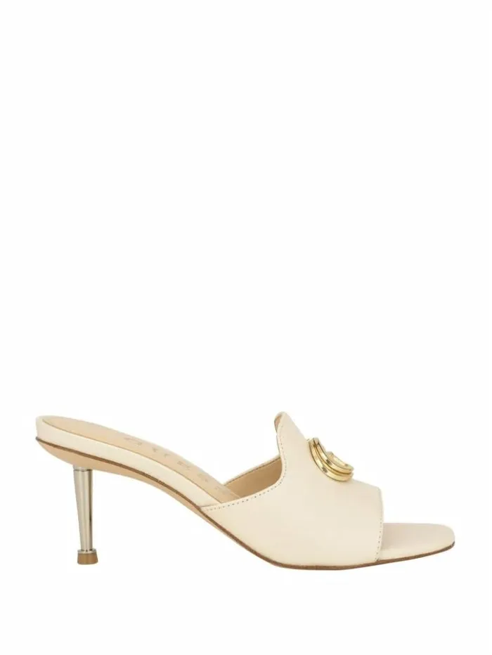 Women GUESS Heels Snapps G Kitten Mules Ivory 150