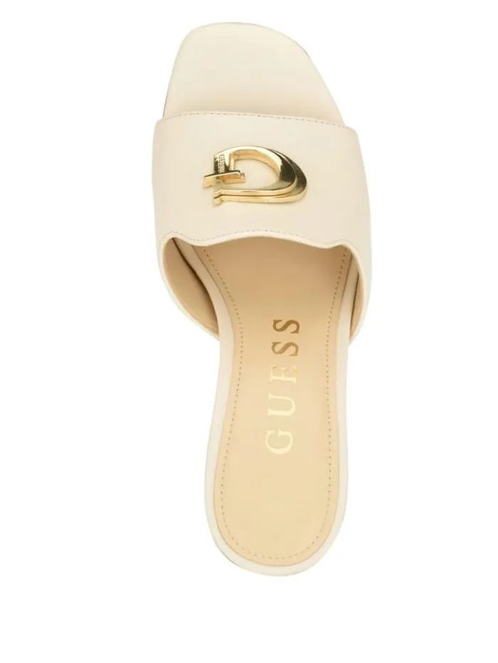 Women GUESS Heels Snapps G Kitten Mules Ivory 150