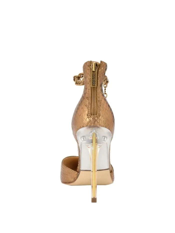 Women GUESS Heels Stefany GChain Ankle Strap Pumps Bronze