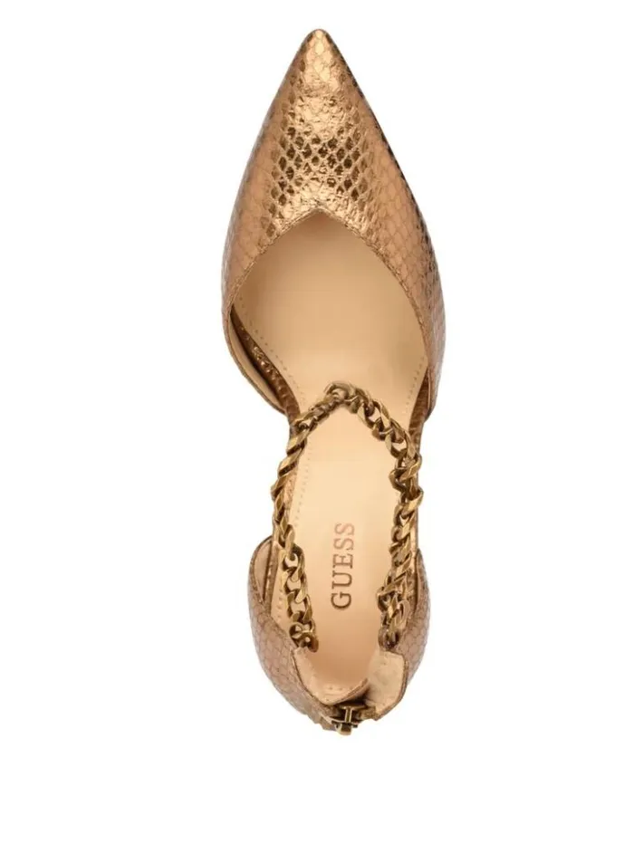 Women GUESS Heels Stefany GChain Ankle Strap Pumps Bronze