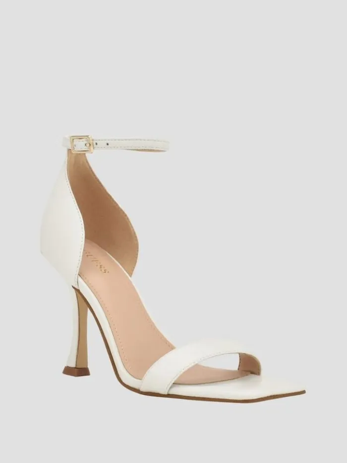 Women GUESS Heels Yael Leather Heels White Graffiti