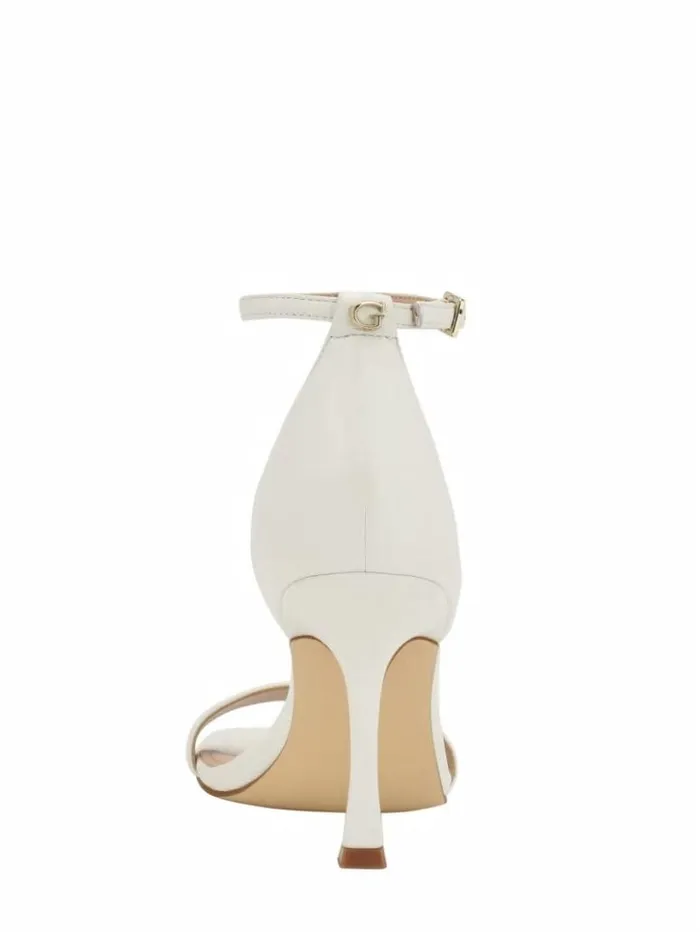 Women GUESS Heels Yael Leather Heels White Graffiti
