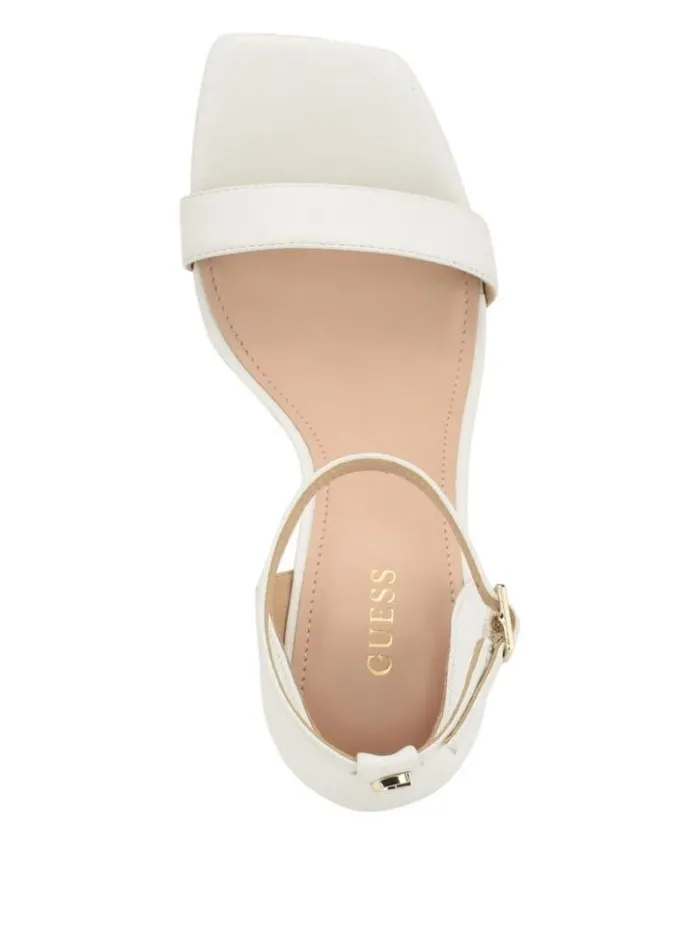 Women GUESS Heels Yael Leather Heels White Graffiti