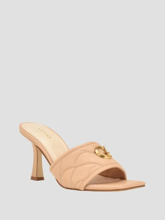 Women GUESS Heels Yana G Logo Heeled Mules Light Natural 110