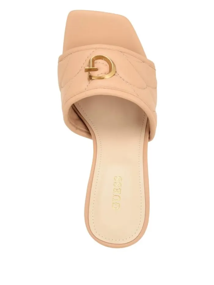 Women GUESS Heels Yana G Logo Heeled Mules Light Natural 110