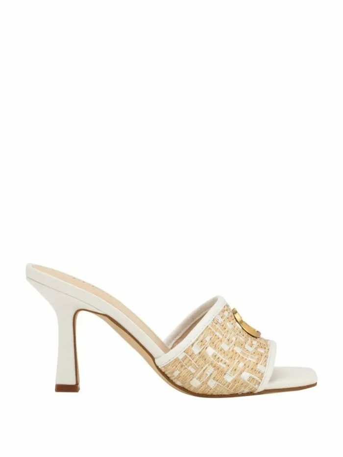 Women GUESS Heels Yana Straw G Logo Heeled Mules Light Natural 110